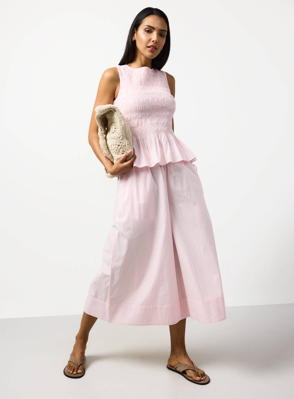 Light Pink Poplin Shirred Sleeveless Co-ord Top 18 - Image 2
